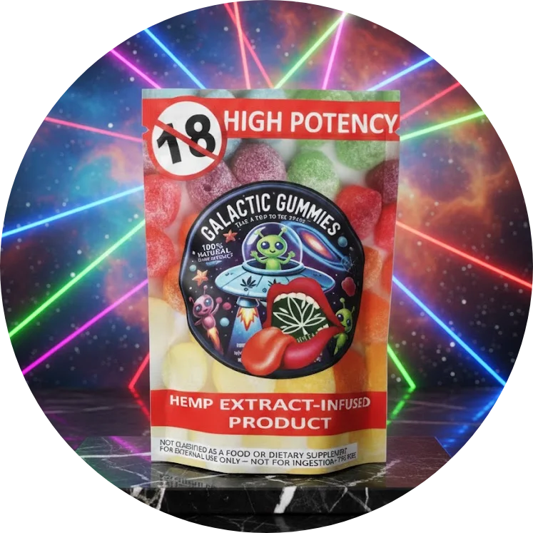 CBDITALY Galactic Gummies integratore wellness ad alta potenza con estratto di canapa, prodotto 18+