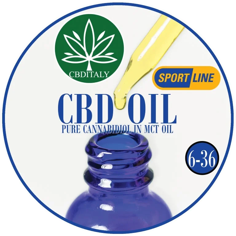 CBDITALY CBD 6-36% olio MCT senza THC SPORTLINE flacone integratore canapa benessere