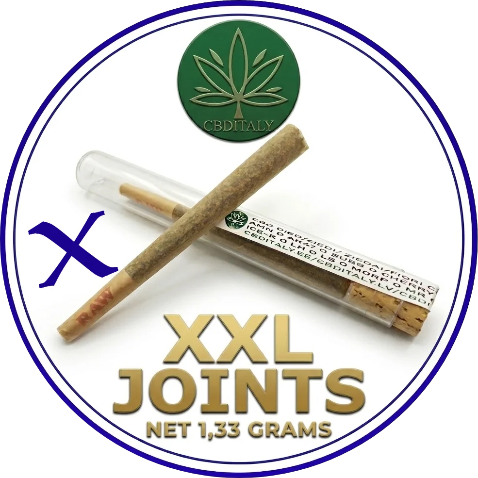 CBDITALY XXL Joints 2-pack sigarette wellness alla canapa pre-rollate in tubetto di vetro, peso netto 2 x 1,33g