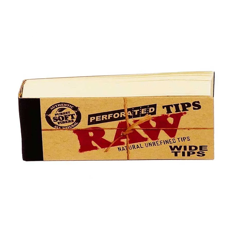 RAW Wide Tips filtri perforati naturali non raffinati in libretto, formato wide soft